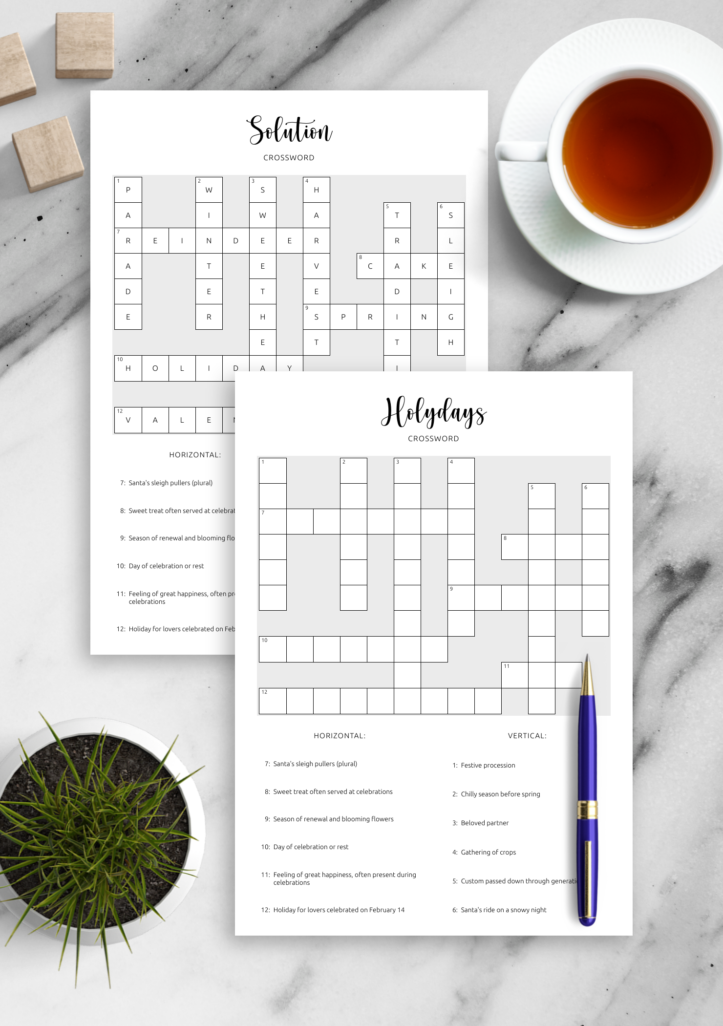Download Printable Holidays Crossword Puzzle PDF Explore Festive Traditions