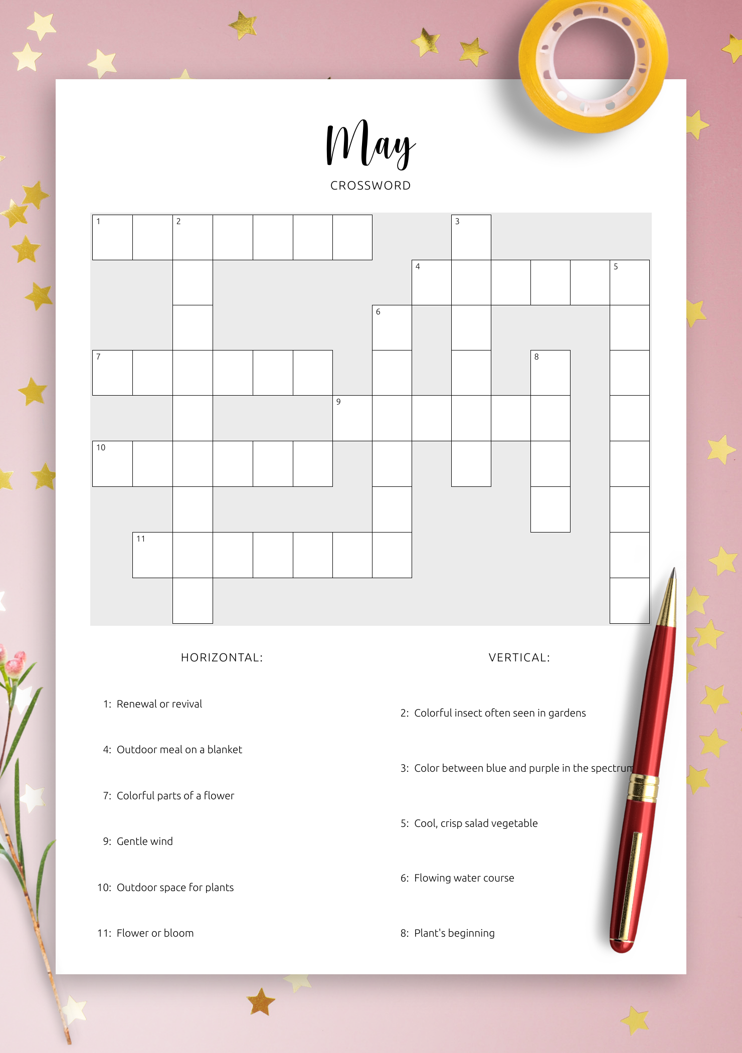 Download Printable May Crossword Puzzle PDF Spring Into Puzzles