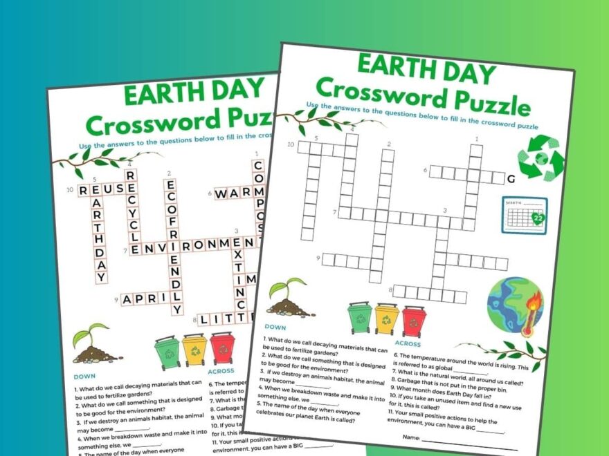 Earth Day Activity Earth Day Crossword Puzzle