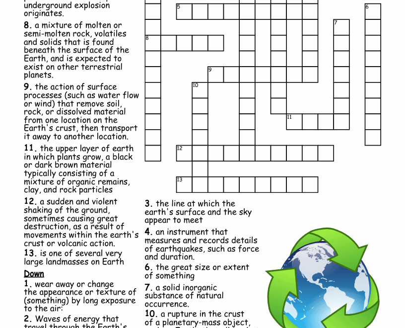 Earth Science Crossword Puzzle WordMint