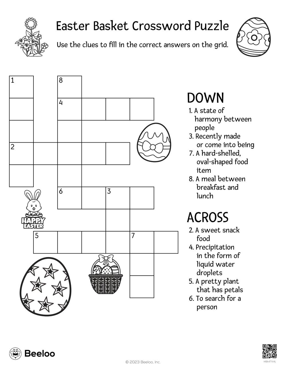 Easter Basket Crossword Puzzle Beeloo Printable Crafts And Activities For Kids