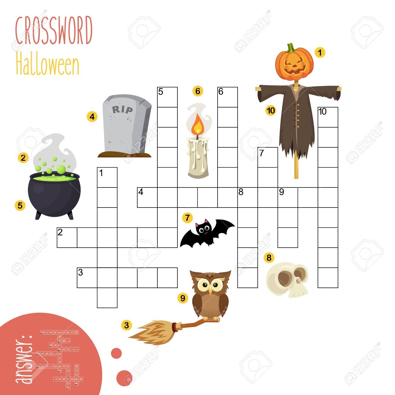 Halloween Crossword Answers Printable