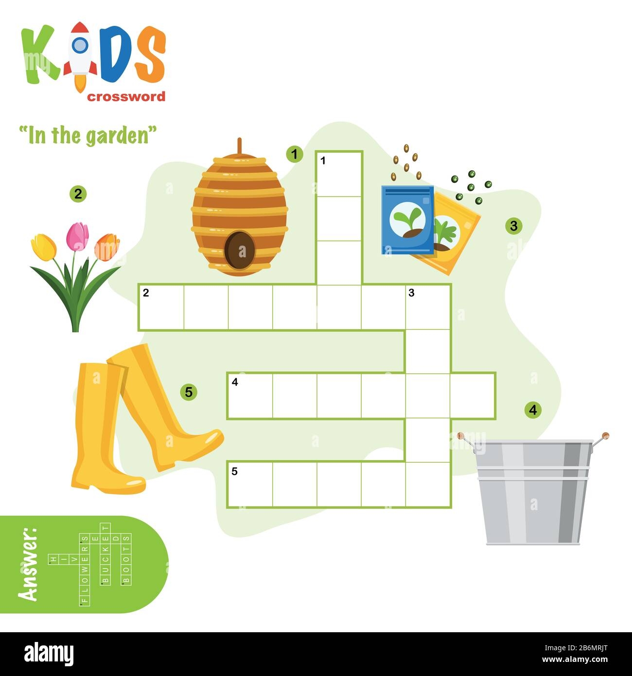 Easy Crossword Puzzle In The Garden For Children In Elementary And Middle School Fun Way To Practice Language Comprehension And Expand Vocabulary Stock Vector Image Art Alamy