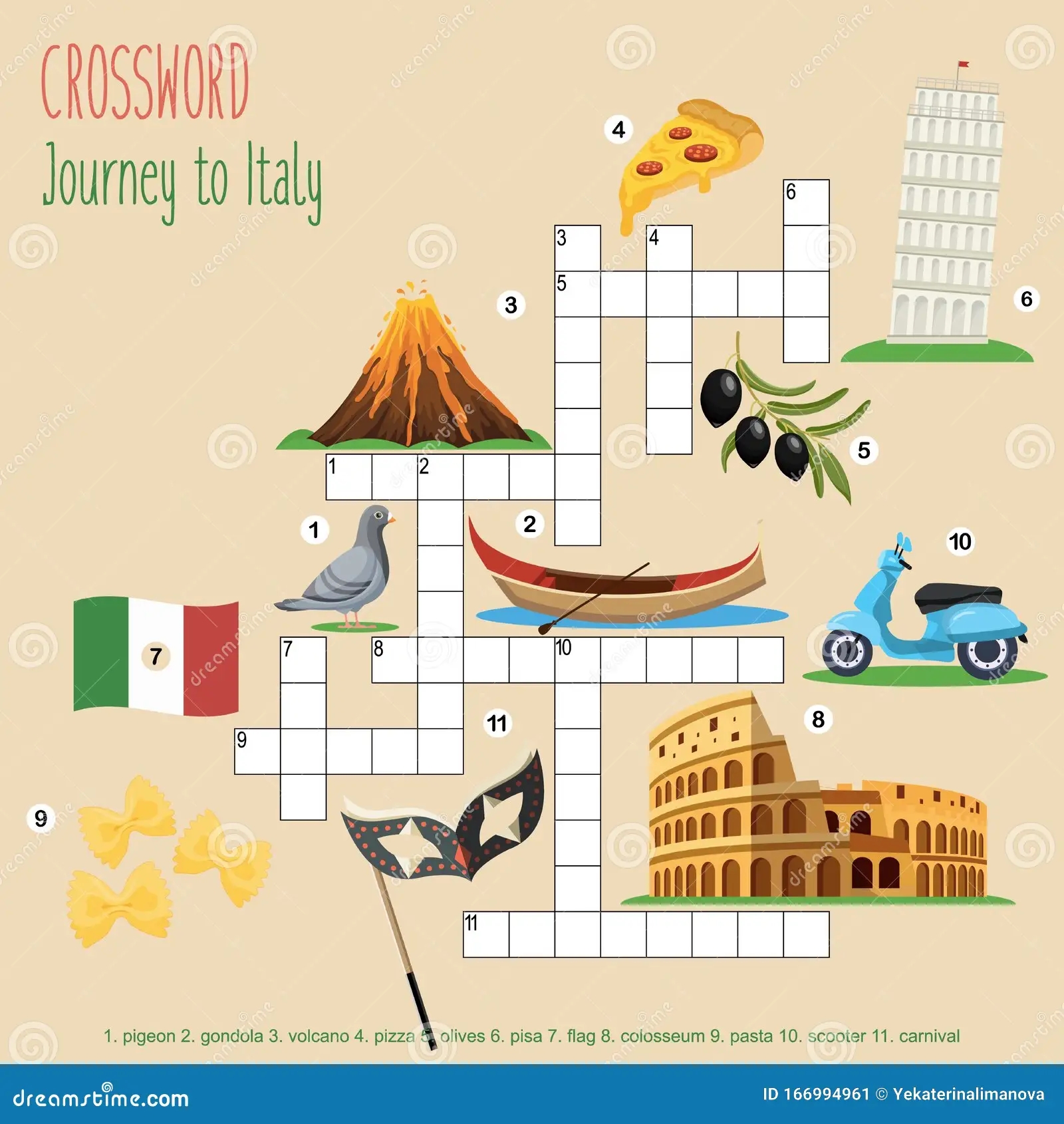 Easy Crossword Puzzle Journey To Italy Stock Vector Illustration Of Kindergarten Crossword 166994961 Easy Crossword Puzzle Journey To Italy Stock Vector Illustration Of Kindergarten Crossword 166994961