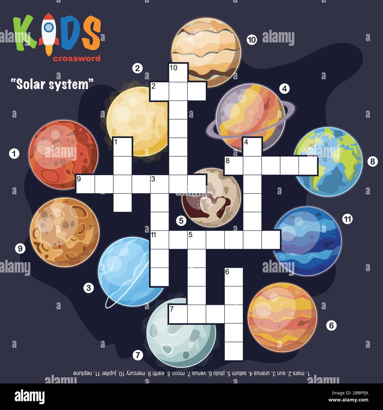 Easy Crossword Puzzle Solar System For Children In Elementary And Middle School Fun Way To Practice Language Comprehension And Expand Vocabulary Stock Vector Image Art Alamy