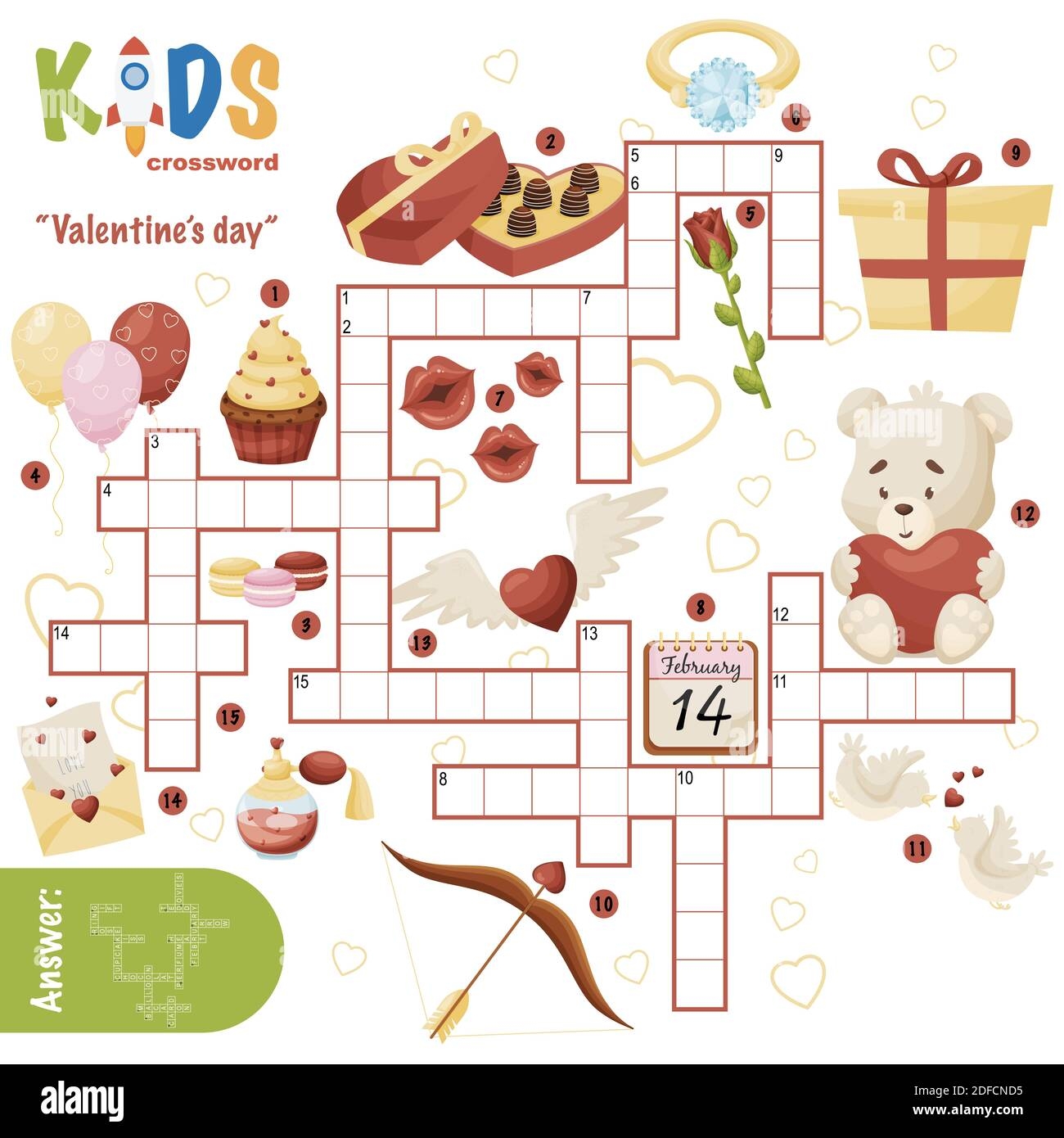 Crossword Puzzles For Kids Printable Valentines Ay