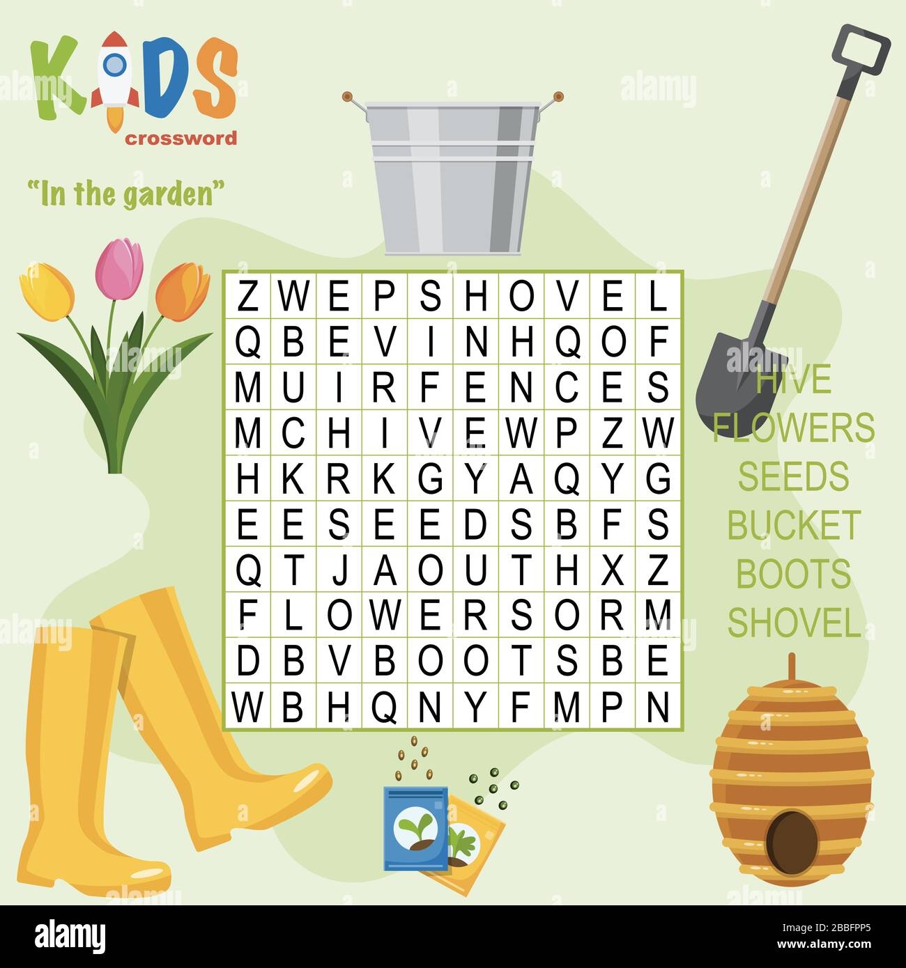 Easy Word Search Crossword Puzzle In The Garden For Children In Elementary And Middle School Fun Way To Practice Language Comprehension And Expand Stock Vector Image Art Alamy