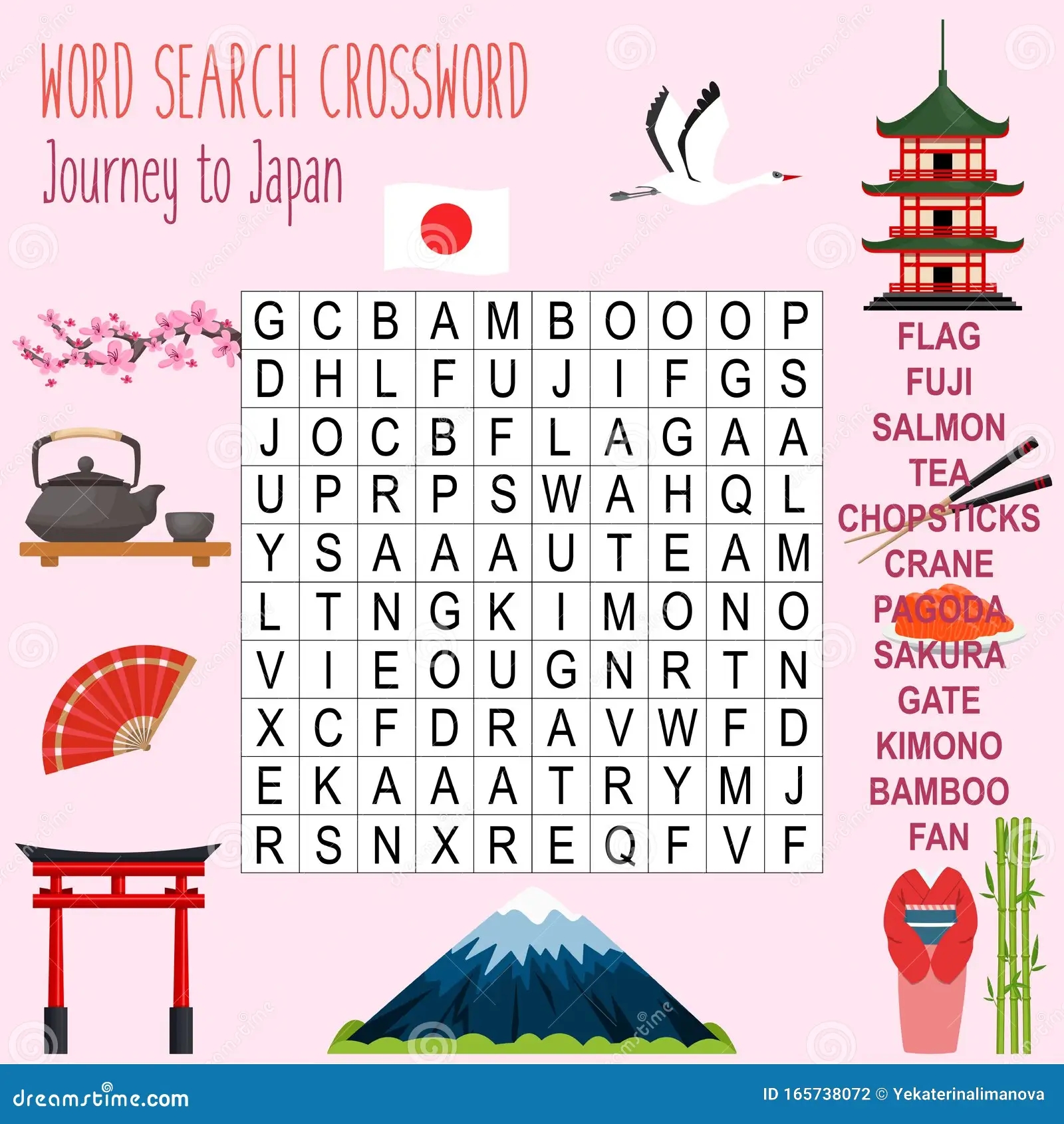 Easy Word Search Crossword Puzzle Journey To Japan Stock Vector Illustration Of Challenge Pagoda 165738072 Easy Word Search Crossword Puzzle Journey To Japan Stock Vector Illustration Of Challenge Pagoda 165738072