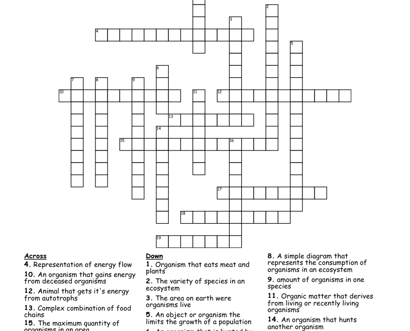 Ecology Crossword Puzzle WordMint