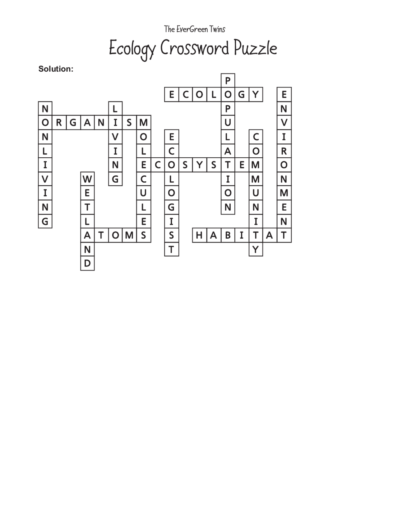 Printable Crossword On Ecolyg