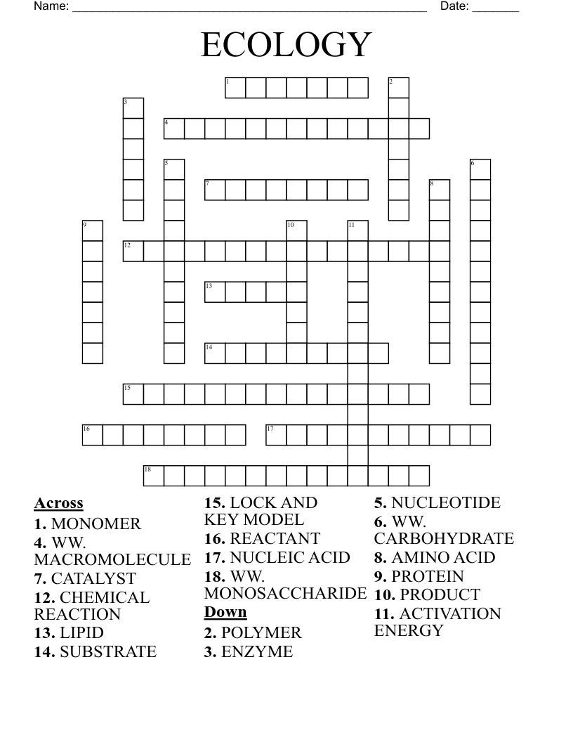 Ecology Crossword WordMint