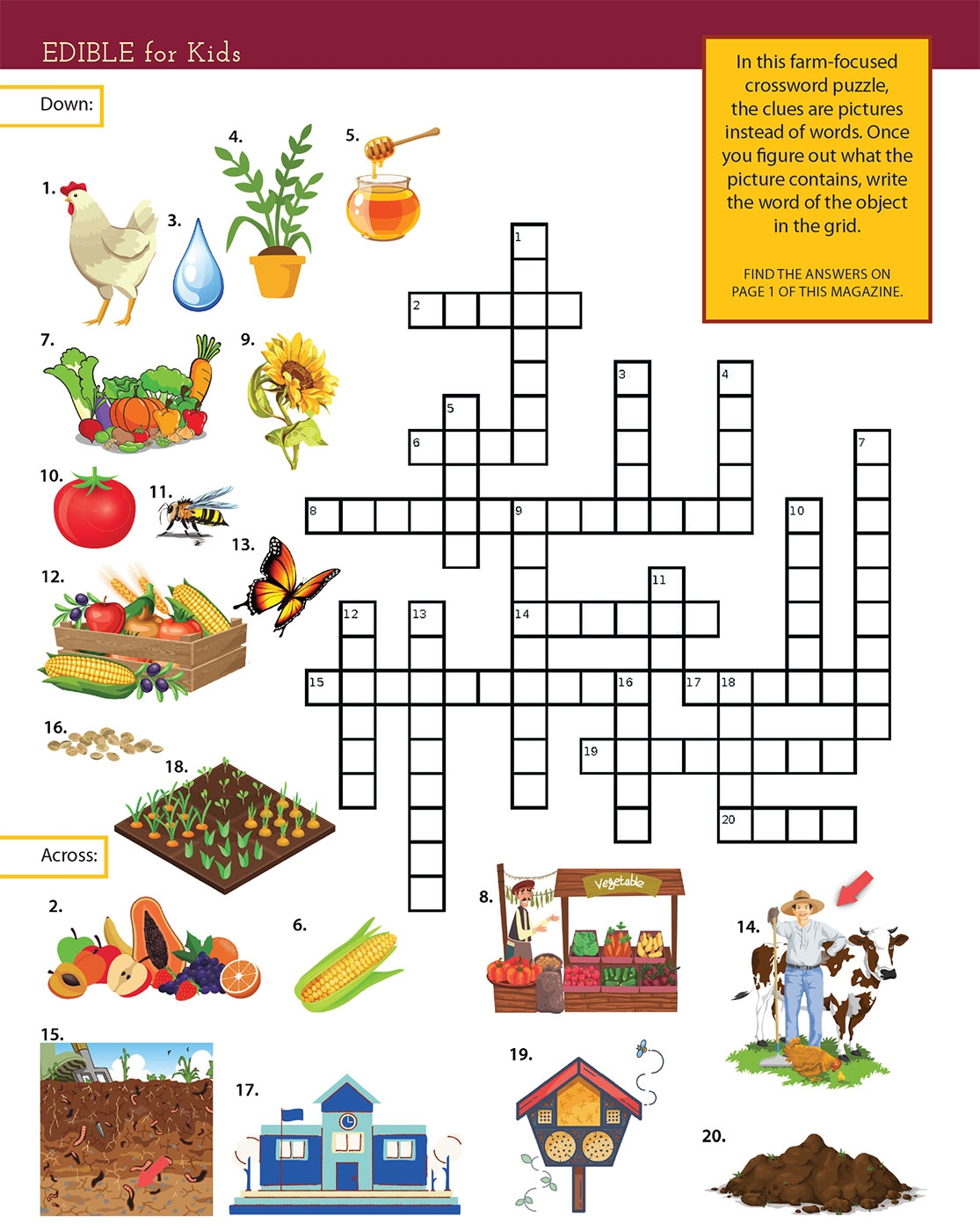 Edible For Kids Farm Focused Crossword Puzzle Edible San Fernando Valley