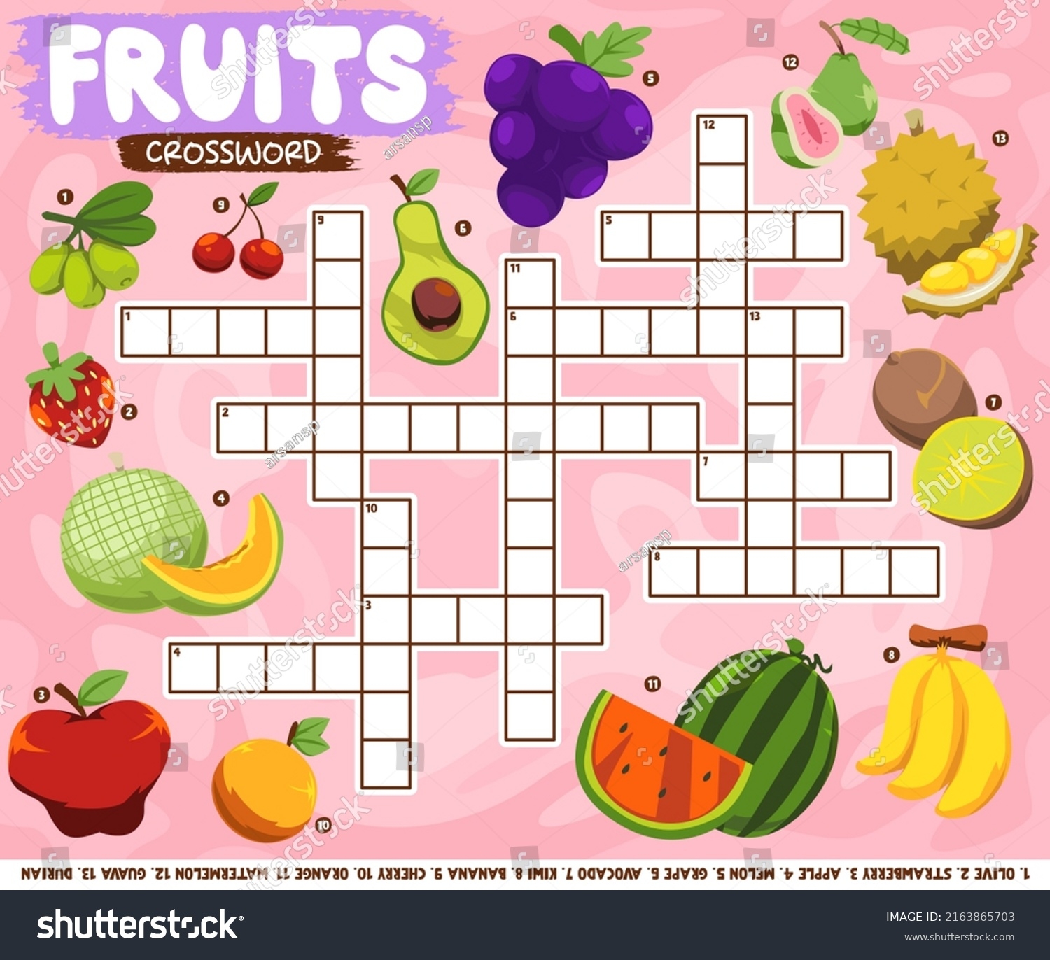 Education Game Crossword Puzzle Learning English Stock Vector Royalty Free 2163865703 Shutterstock
