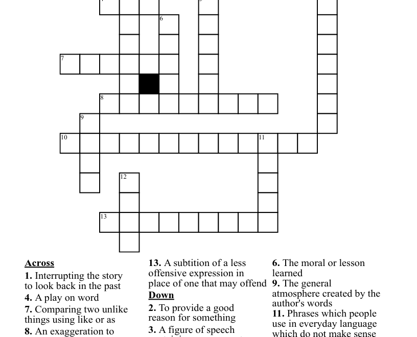 ELA Crossword Puzzle WordMint