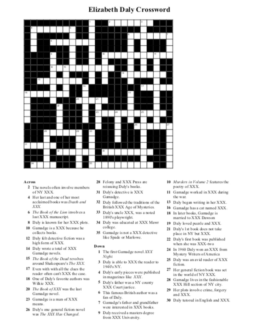 Authors Crossword Printable