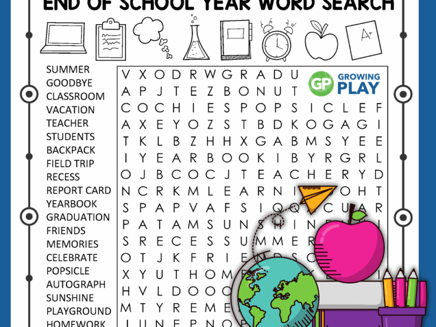 End Of School Year Word Search Free Puzzle Growing Play