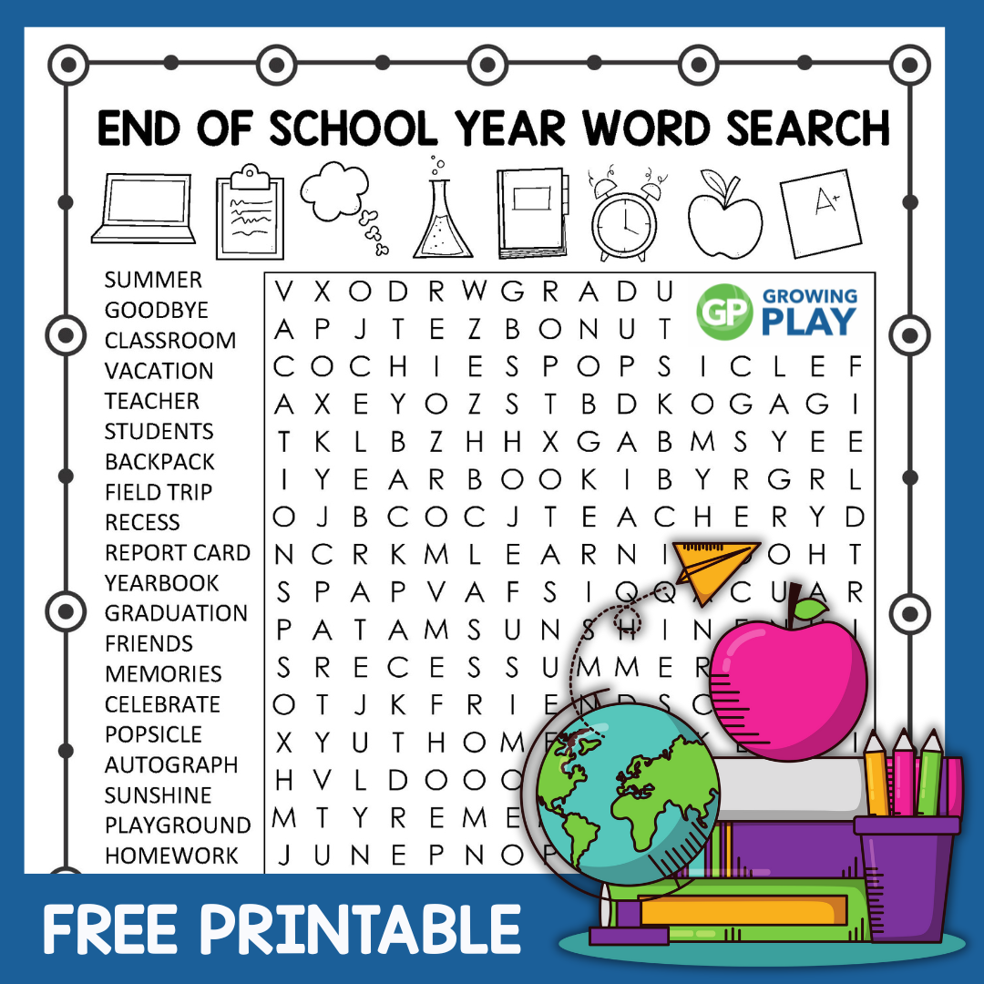 End Of School Year Word Search Free Puzzle Growing Play End Of School Year Word Search Free Puzzle Growing Play