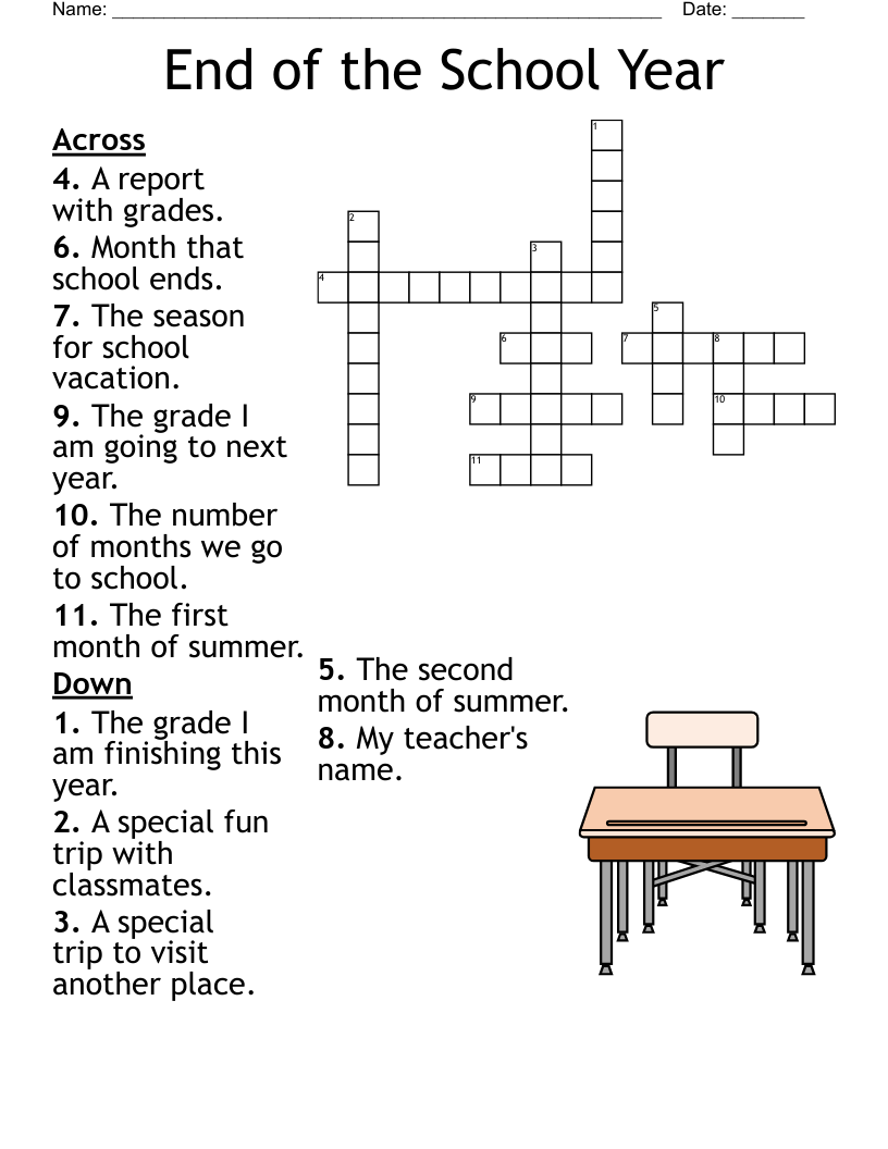 End Of The School Year Crossword WordMint End Of The School Year Crossword WordMint