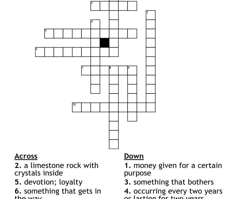 English Crossword Puzzle WordMint