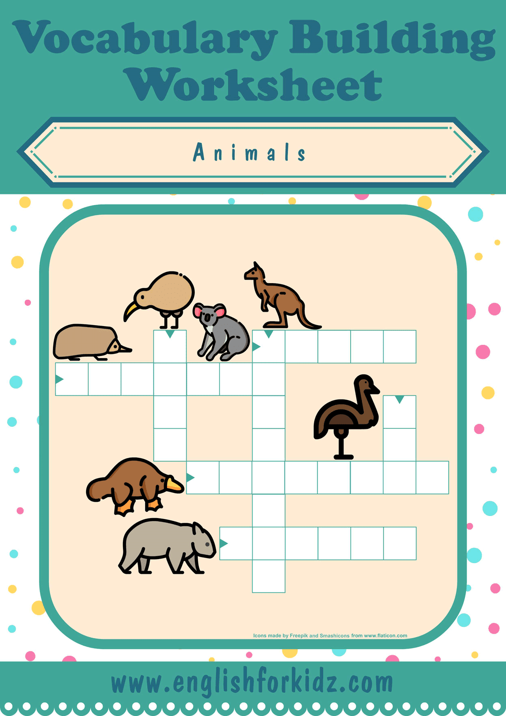 English For Kids Step By Step Animals Crossword Puzzles