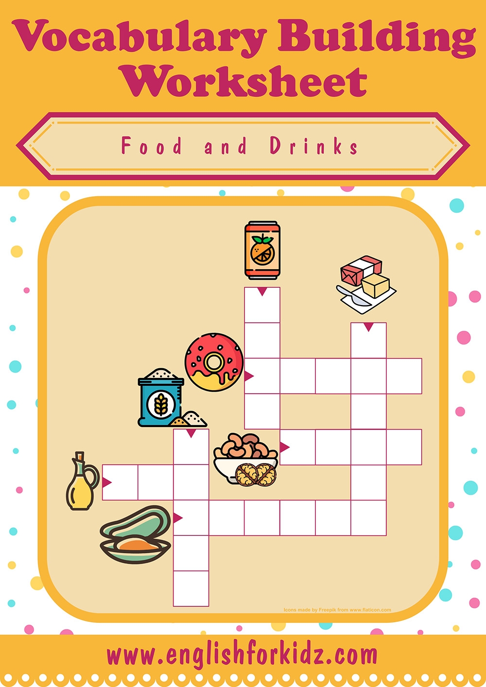 English For Kids Step By Step Food And Drinks Crossword Puzzles
