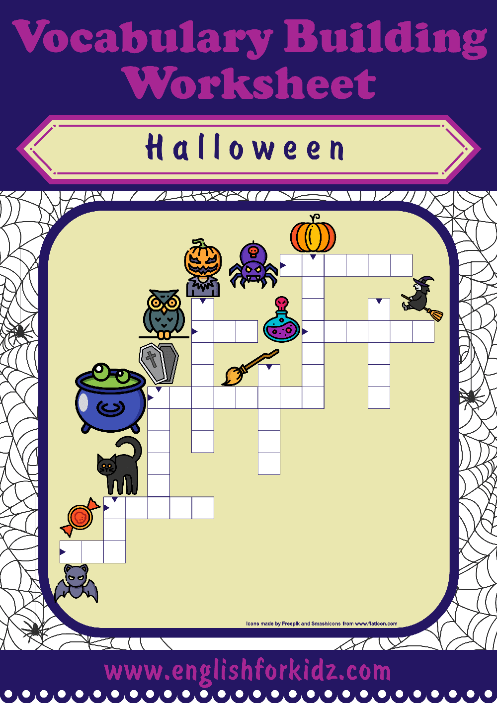 English For Kids Step By Step Printable Halloween Crossword Puzzles