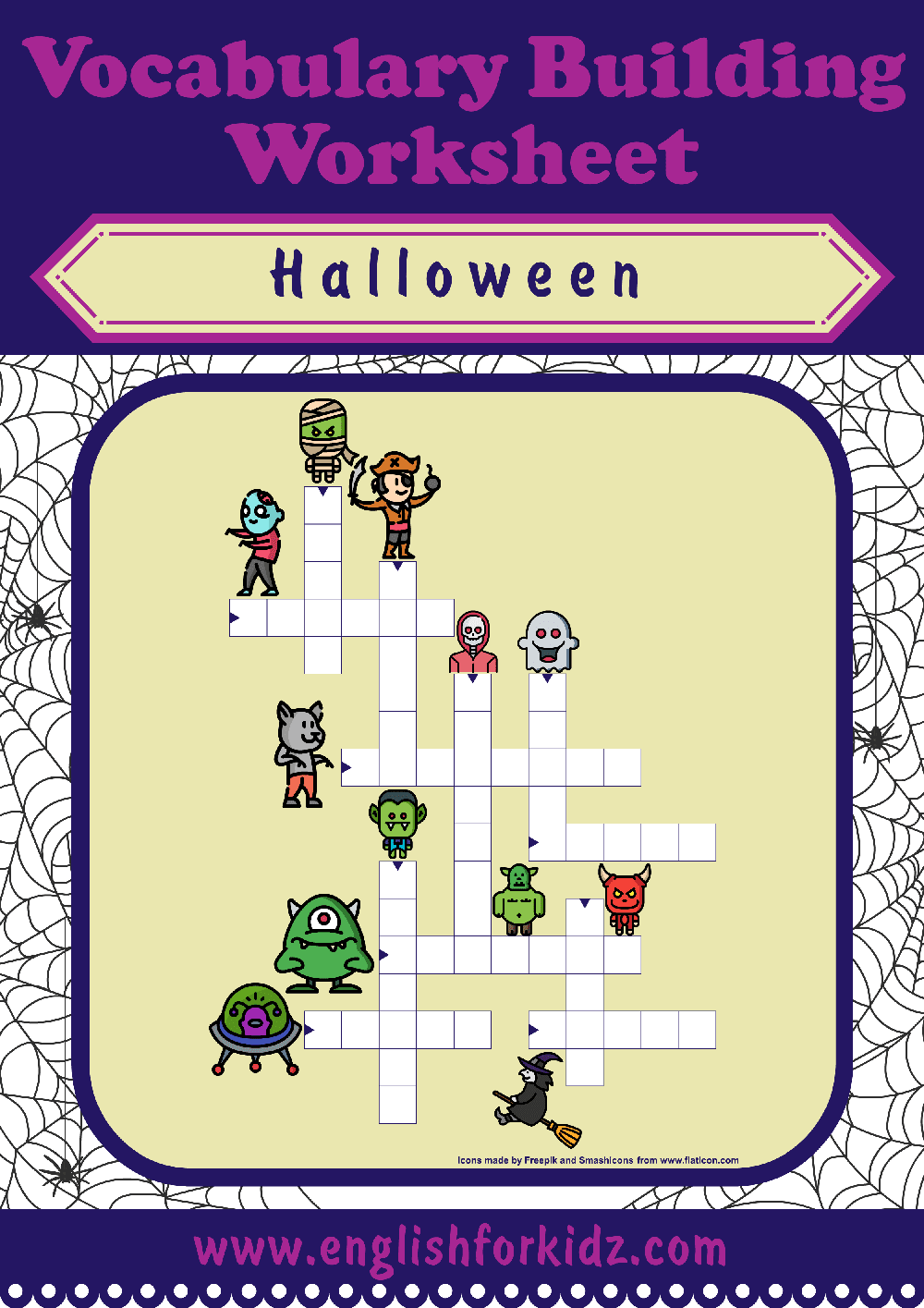English For Kids Step By Step Printable Halloween Crossword Puzzles English For Kids Step By Step Printable Halloween Crossword Puzzles
