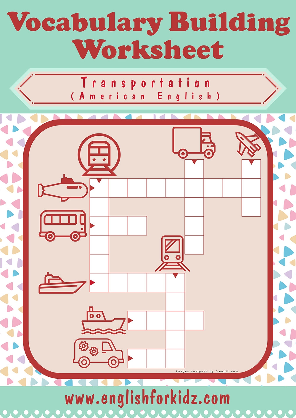 English For Kids Step By Step Transportation Worksheets Crossword Puzzles English For Kids Step By Step Transportation Worksheets Crossword Puzzles