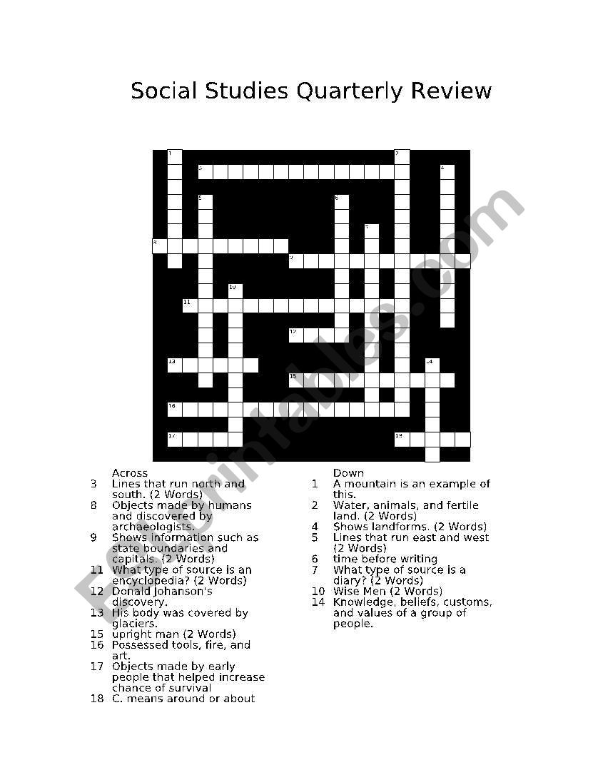 Free Printable Social Studies Crossword Puzzles