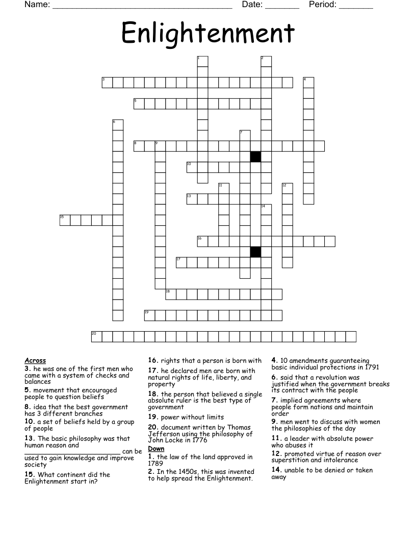 Enlightenment Crossword WordMint Enlightenment Crossword WordMint