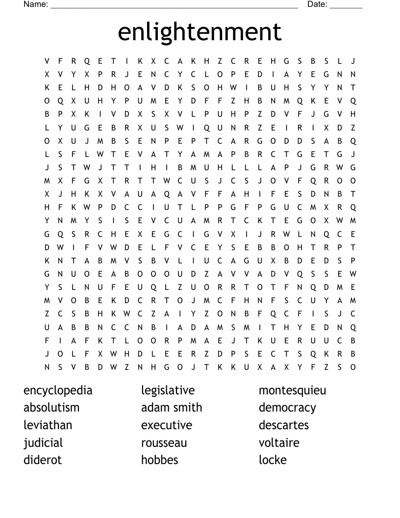 Enlightenment Word Search WordMint Enlightenment Word Search WordMint