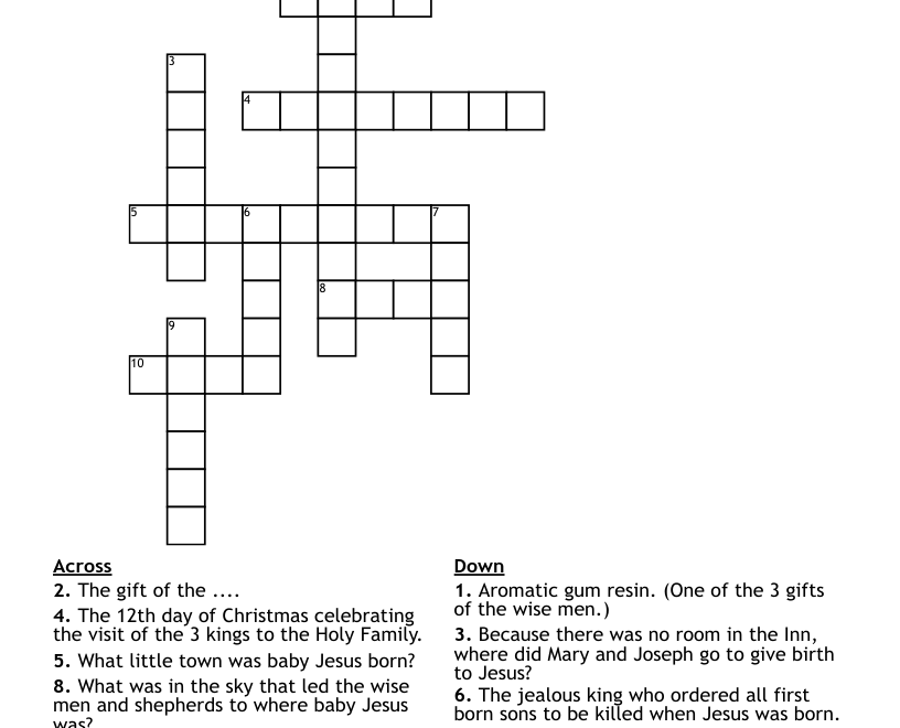 Epiphany Crossword WordMint
