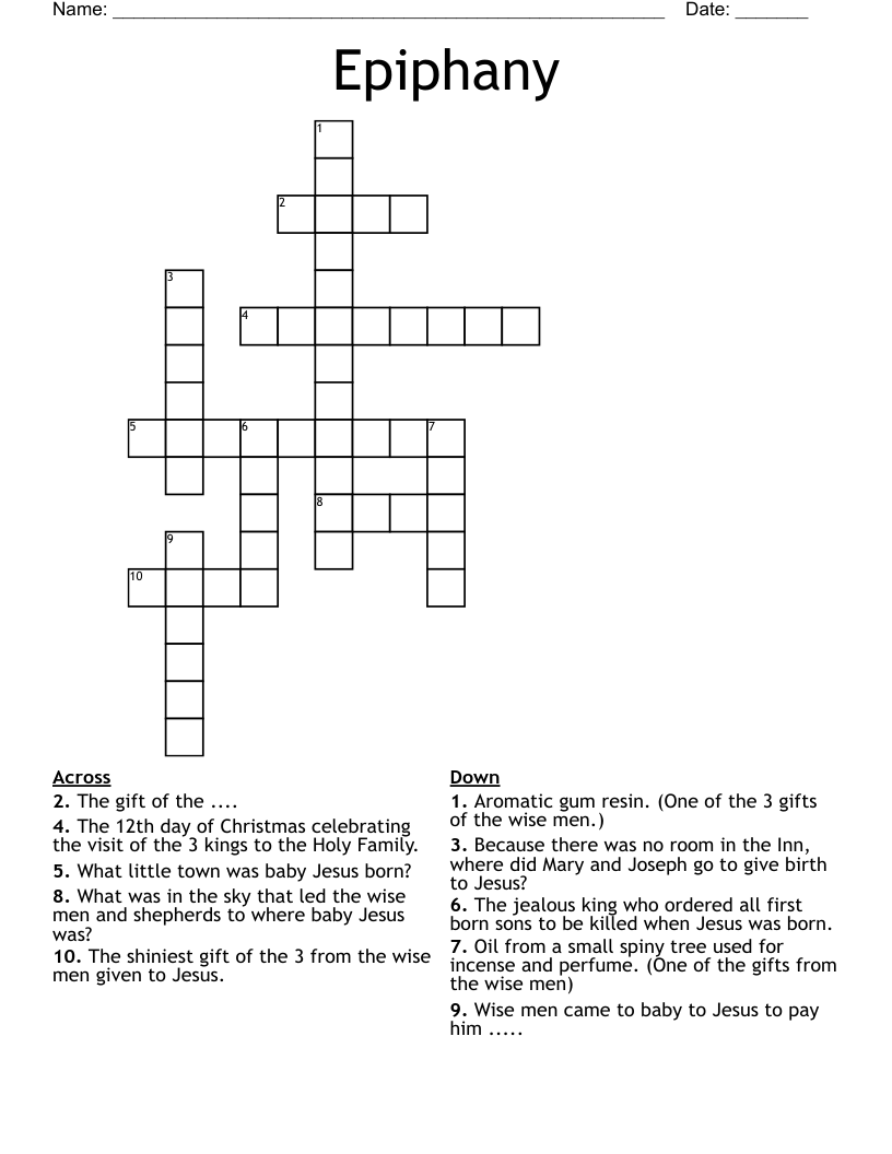 Epiphany Crossword WordMint