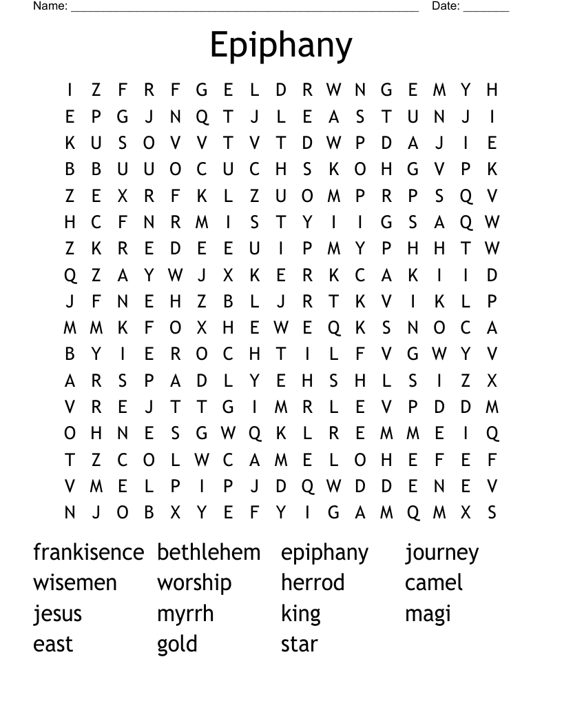 Epiphany Word Search WordMint