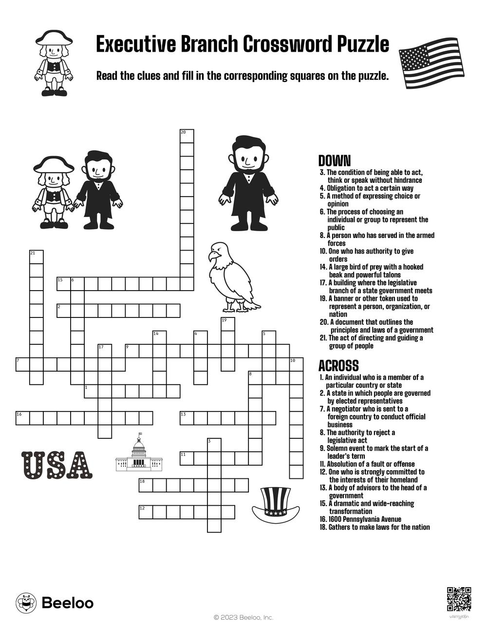 Executive Branch Crossword Puzzle Beeloo Printable Crafts And Activities For Kids Executive Branch Crossword Puzzle Beeloo Printable Crafts And Activities For Kids