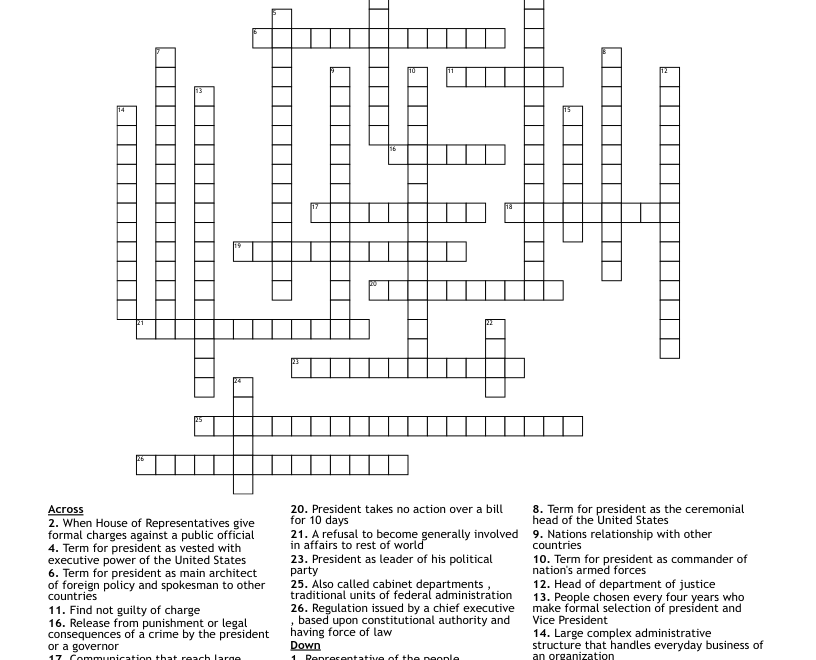 Executive Branch Crossword WordMint