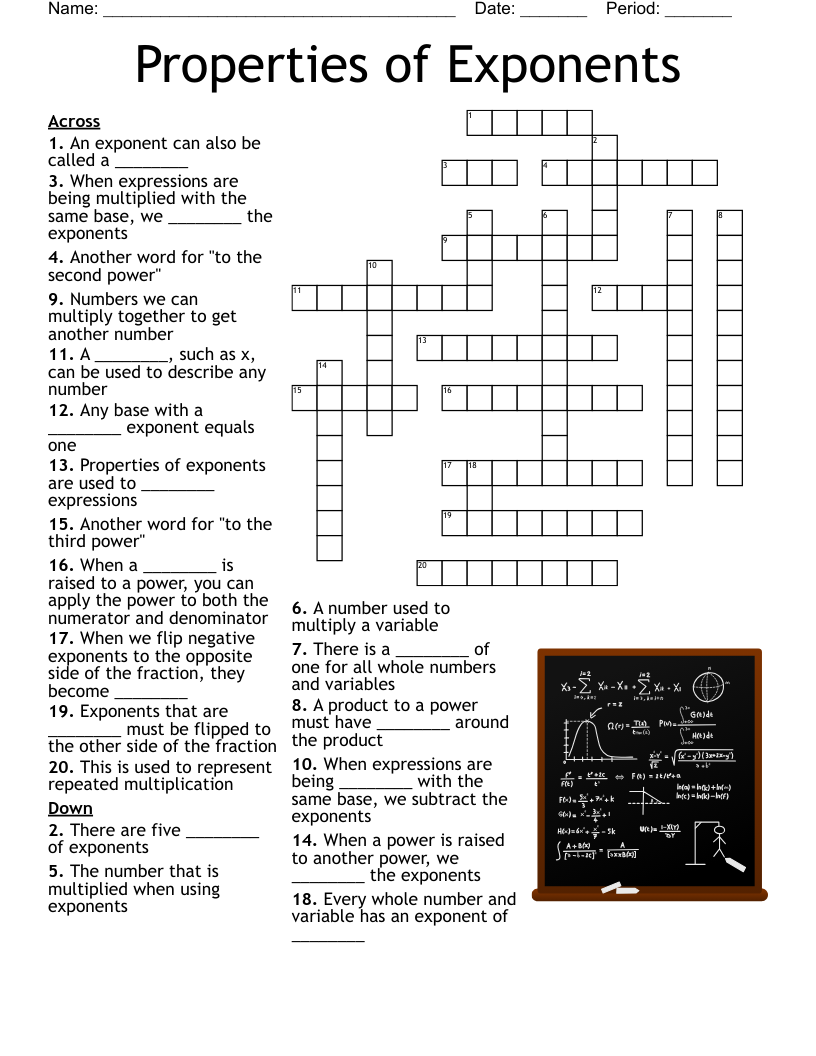 Exponents Crossword WordMint Exponents Crossword WordMint