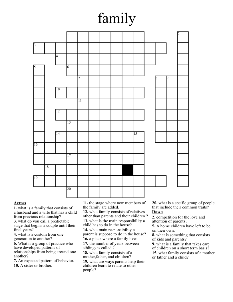 Family Crossword WordMint Family Crossword WordMint