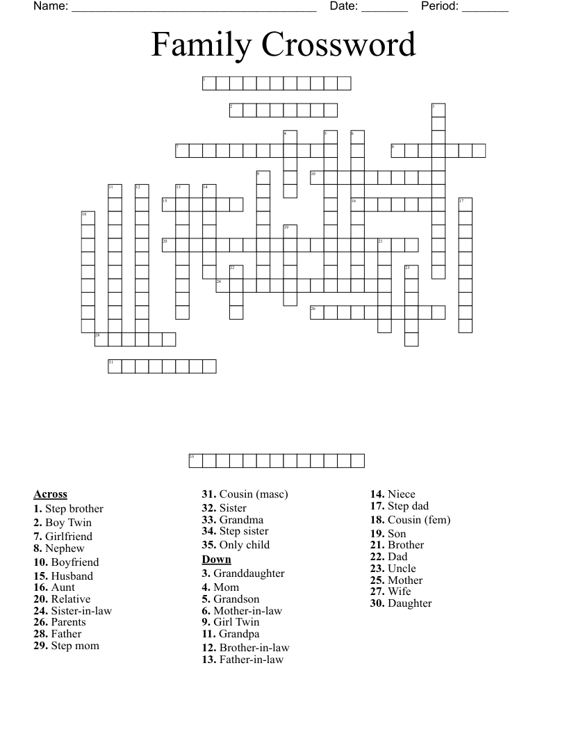 Family Crossword WordMint