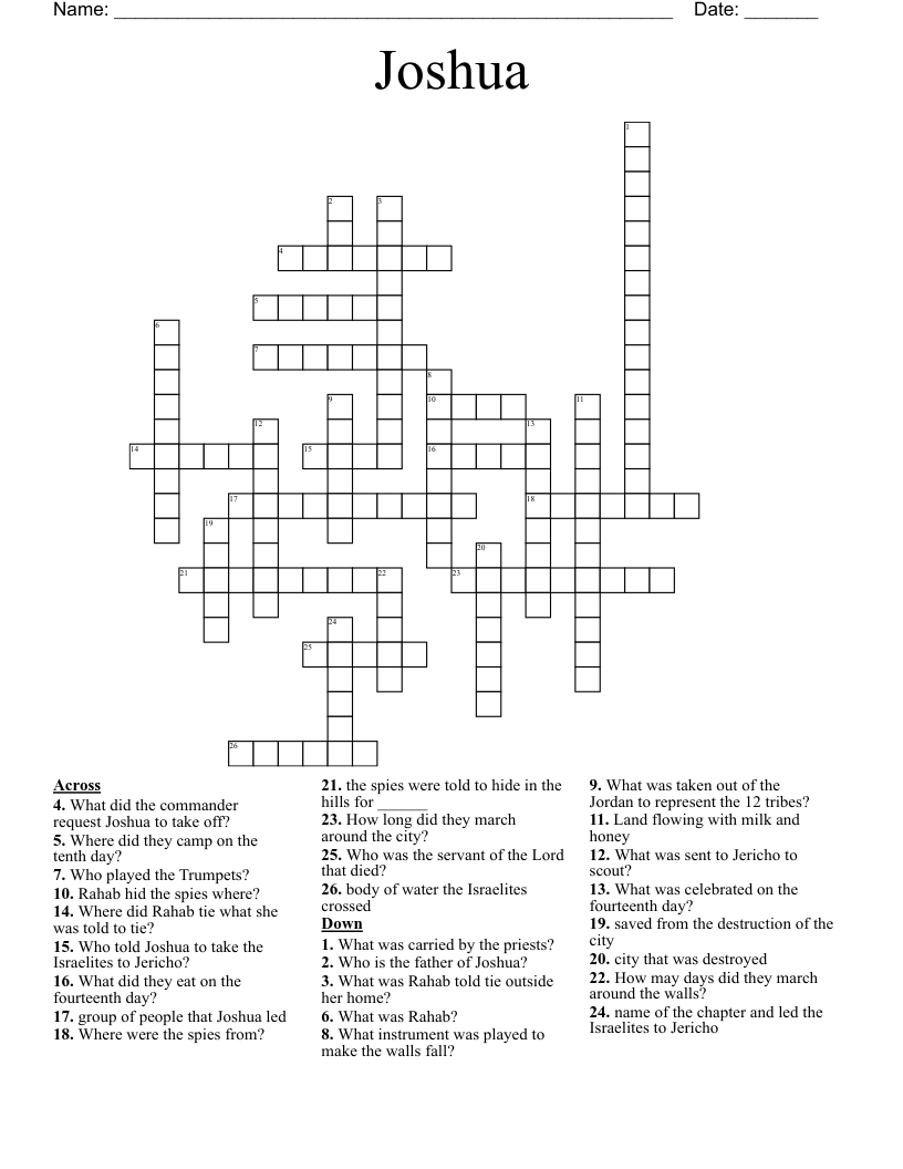 Family Worship Rahab Crossword WordMint