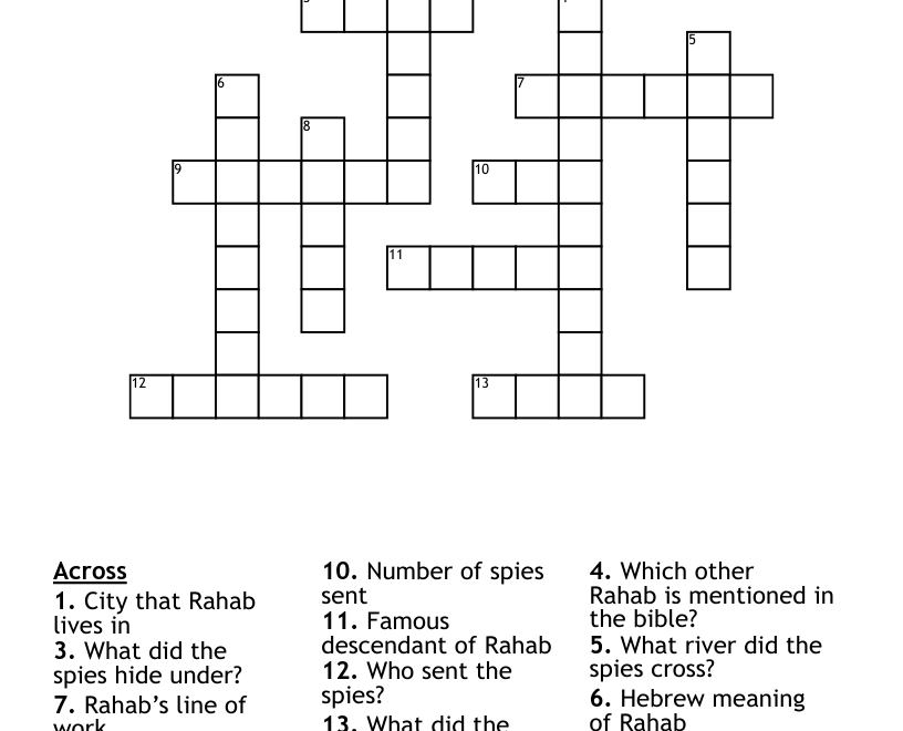 Family Worship Rahab Crossword WordMint