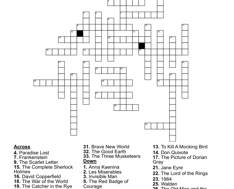 FAMOUS AUTHORS Crossword WordMint