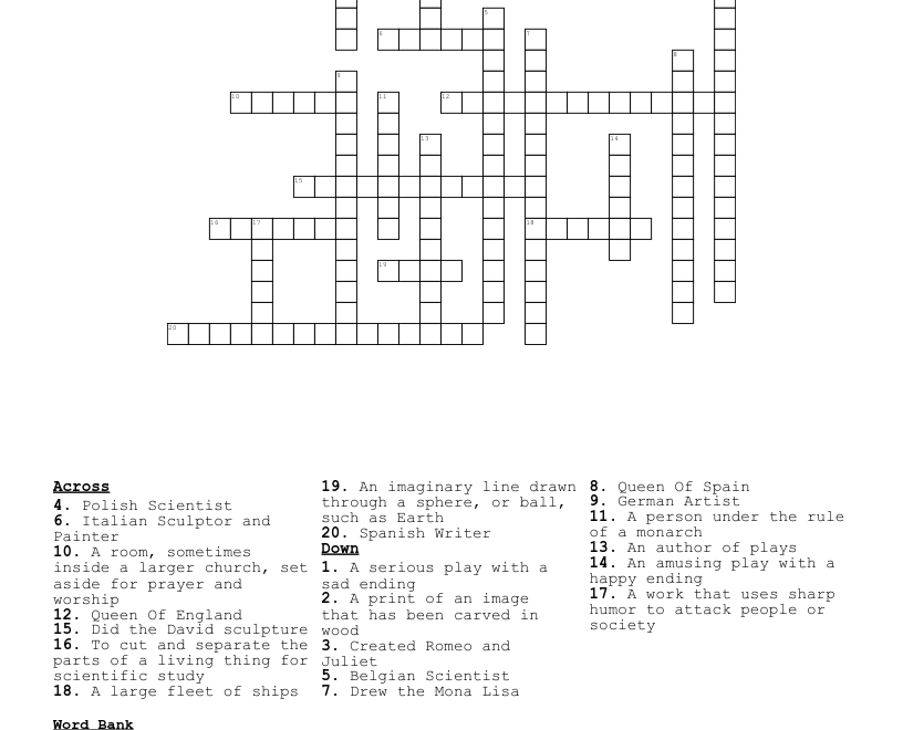 Famous People Crossword WordMint