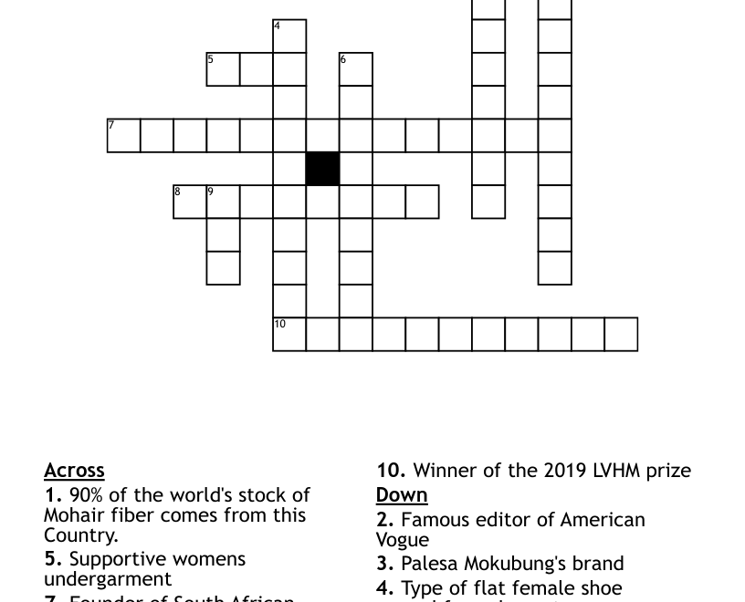 Fashion Crossword WordMint