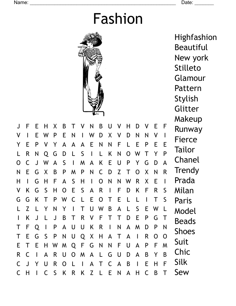 Fashion Word Search WordMint