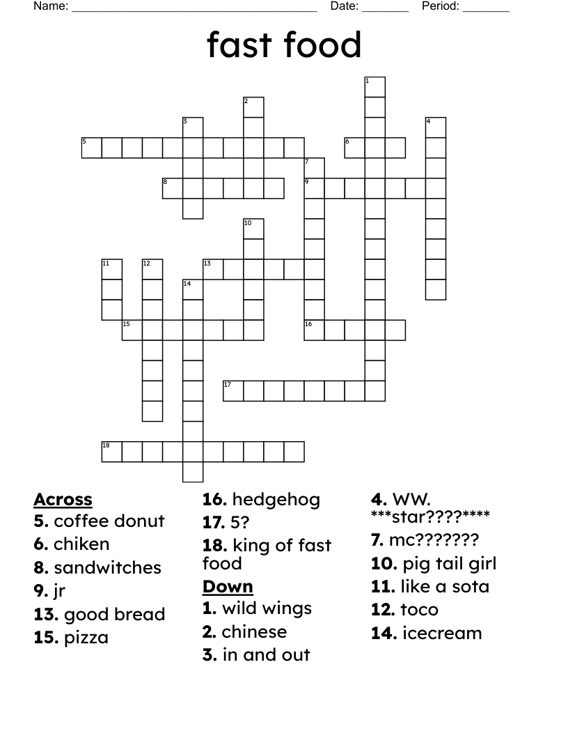 Printable Quick Crossword