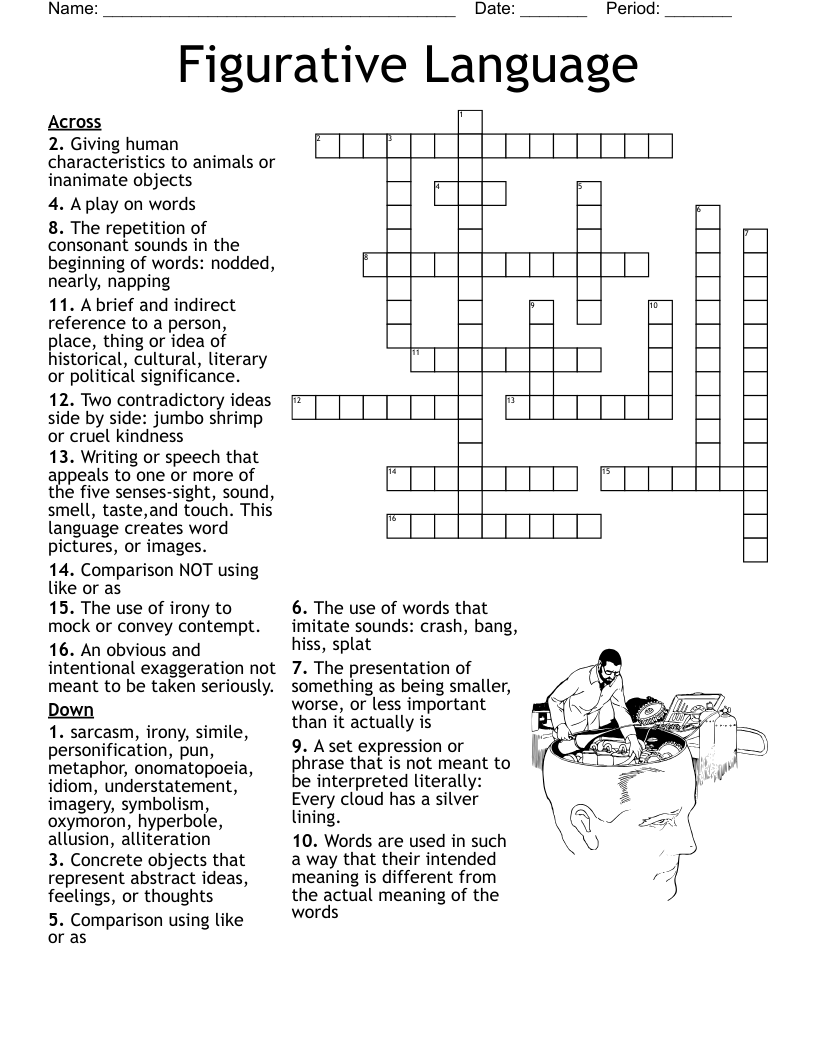 Figurative Language Crossword WordMint