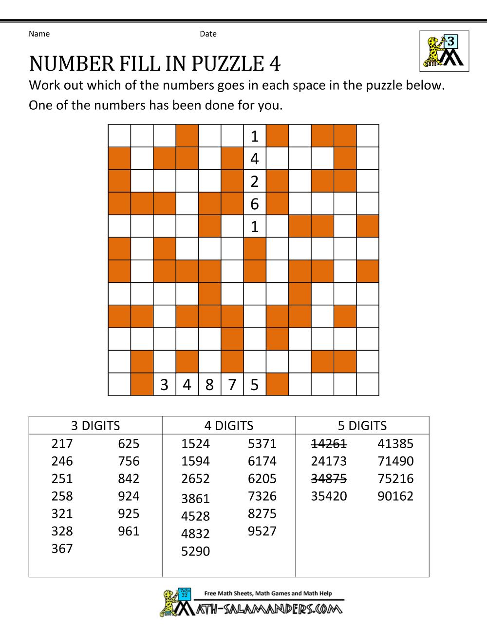 Fill In Puzzles Printable Large Bing Fill In Puzzles Maths Puzzles Free Math