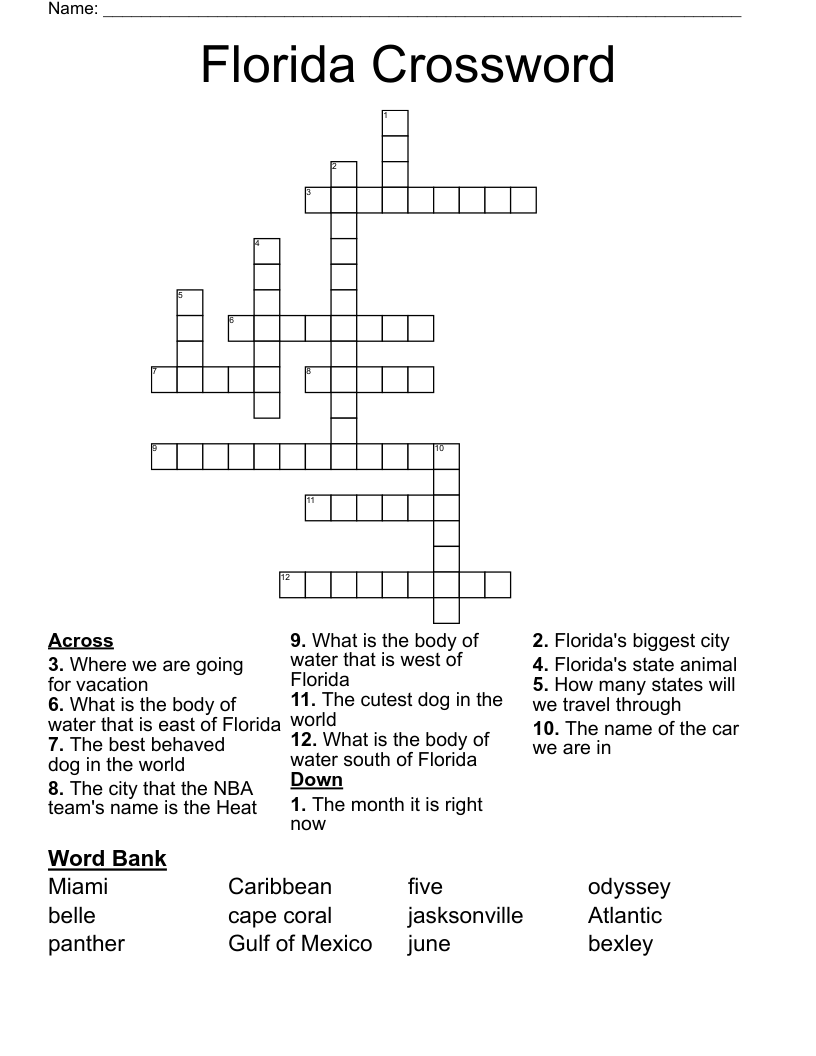 Sunday News Journal Florida Printable Crossword Puzzle