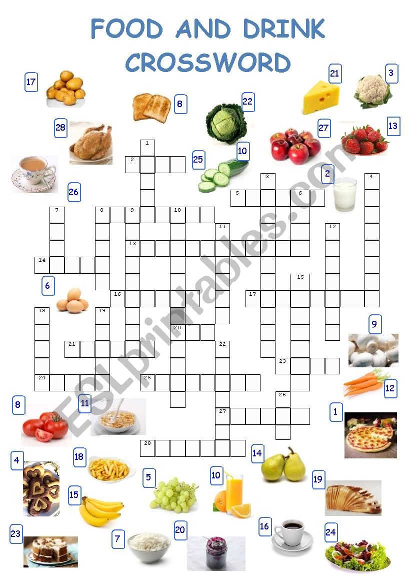 Food And Drink Vocabulary Crossword ESL Worksheet By Claire23 Food And Drink Vocabulary Crossword ESL Worksheet By Claire23